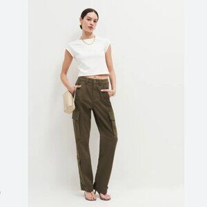 Reformation Biliiana Relaxed Cargo Pants - Dark Olive - Size 29